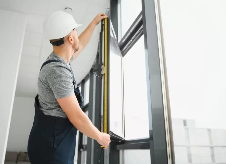 Imagem de homem instalando janela
